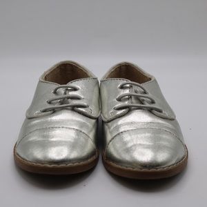 Metallic silver dress loafers. Loves these. So cute! Toddler size.